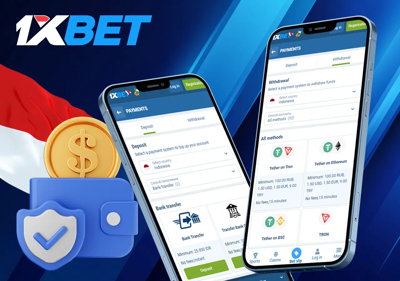 Available payment methods at 1xbet in Indonesia