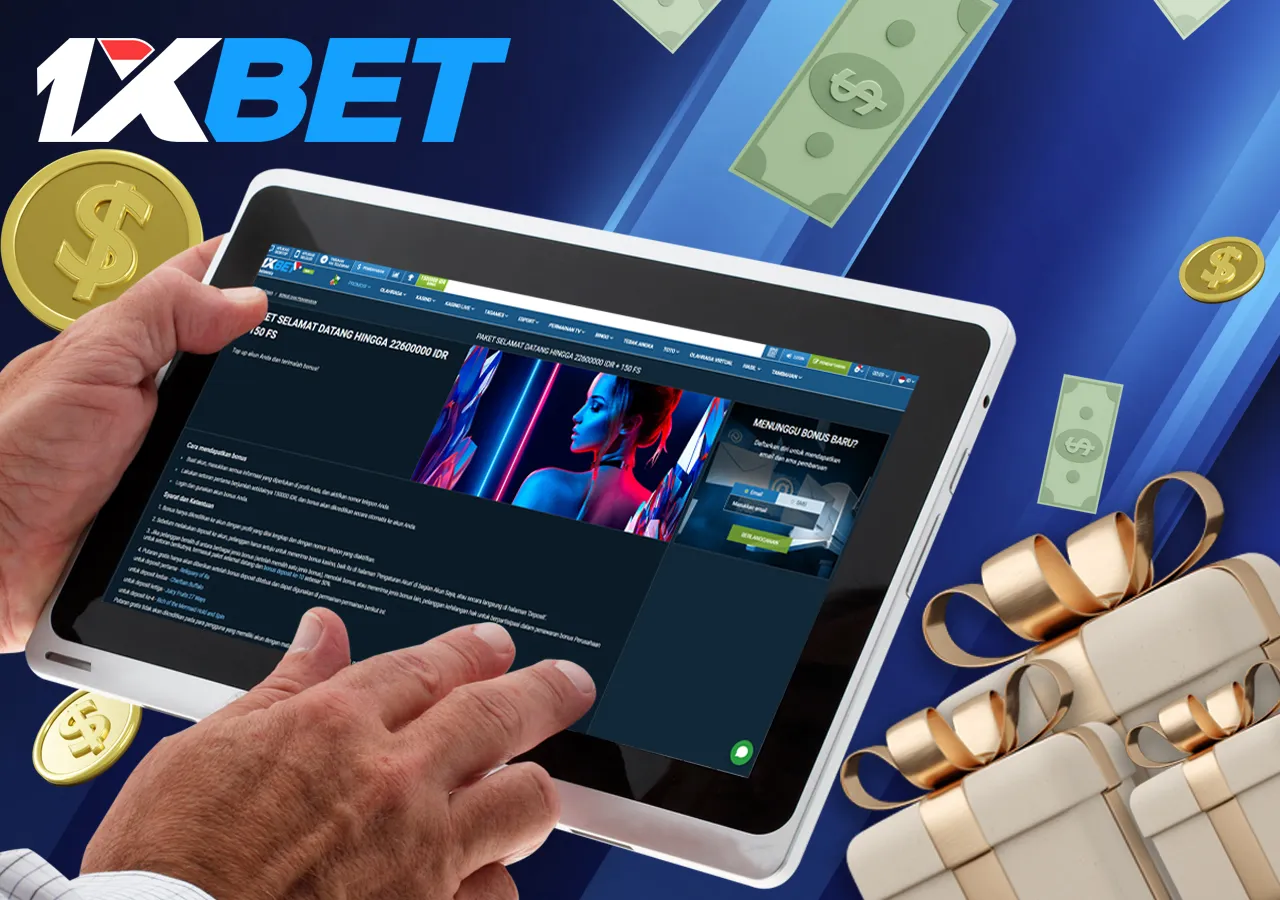 Bonus welcome package for new users of the bookmaker 1xBet Indonesia