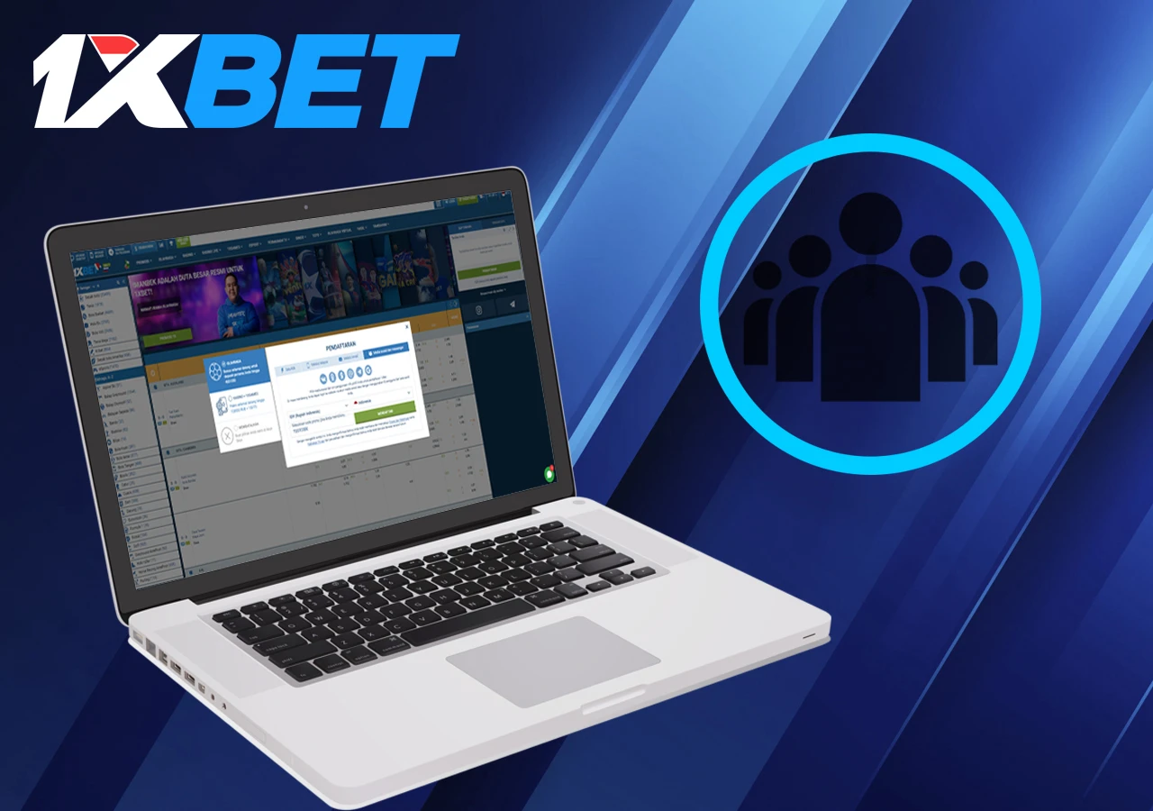 Player registration process on 1xBet in Indonesia via Social Media