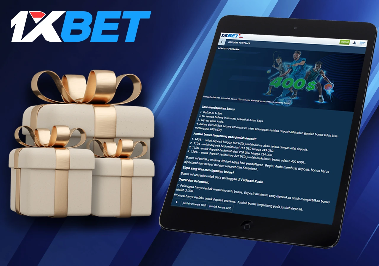Welcome Bonus And Promotion for player at 1xBet in Indonesia